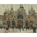 Ken Howard (British 1932) 'San Marco' oil on board signed to lower right, gallery label to verso