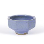 Jeremy Leach (b. 1941) Stoneware bowl octagonal form with blue mottled glaze impressed potter's mark