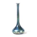 Louis Comfort Tiffany (early 20th Century) Glass vase blue swirl iridescent finish Inscribed "L.C.