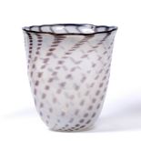 Karen Klim (Norwegian, b.1951) Glass vase, 1999 black broken linear design on a white ground
