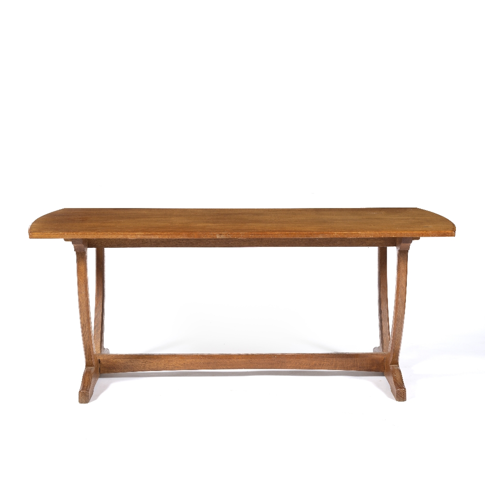 Cotswold School Oak coffee table carved legs and supports 134cm x 57cm, 58cm high - Image 2 of 2