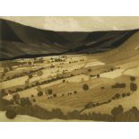 John Brunsdon (British 1933-2014) 'Edale' etching in colours, 338/350 signature, title and edition