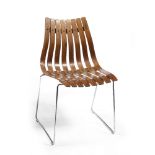 Hans Brattrud for Mobler (Norwegian,1933) Set of four "Scandia Prince" rosewood stacking chairs,