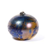 John Ditchfield for Glassform (British, 20th century) Glass paperweight silver metal frog to the