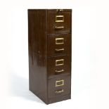 Vintage Metal filing cabinet manufactured by Roneo four drawers finished with brass handles 62cm x