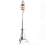 Arts & Crafts Ironwork and copper lamp blown glass shade 180cm high