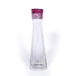 Sia Mai (Danish, 20th century) Glass decanter, 2001 tapered form finished with a pink clouded