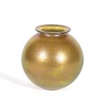 British Art Glass Small globular vase yellow lustre finish 14cm high
