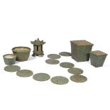 Kate Mellors (British 20th Century) Collection of garden ceramics lantern, ten stepping stones,