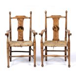Liberty & Co Pair of stained beech child's chairs, circa 1905 from the nursery rhyme range with