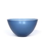 Steffen Dam (Danish, b1961) Glass bowl, 2001 deep blue with clear rim 21cm across