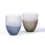 Lotte Thorson (Scandinavia, 20th century) Two glass vases blue and black colourways each with artist