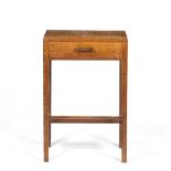 Cotswold School Oak side table single drawer, squared finish, carved handle 50cm x 34cm, 77cm high