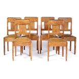 Hendrik Wouda for Pander & Son (1885-1946) Set of six oak Art Deco chairs, circa 1920 with drop in
