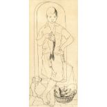 Cecile Reims (20th Century) Fish seller etching signed to margin framed and glazed, 38cm x 27cm