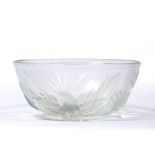 Jobling Glass bowl, 1930s opalescent, bird decoration factory numbers to underside 19cm across