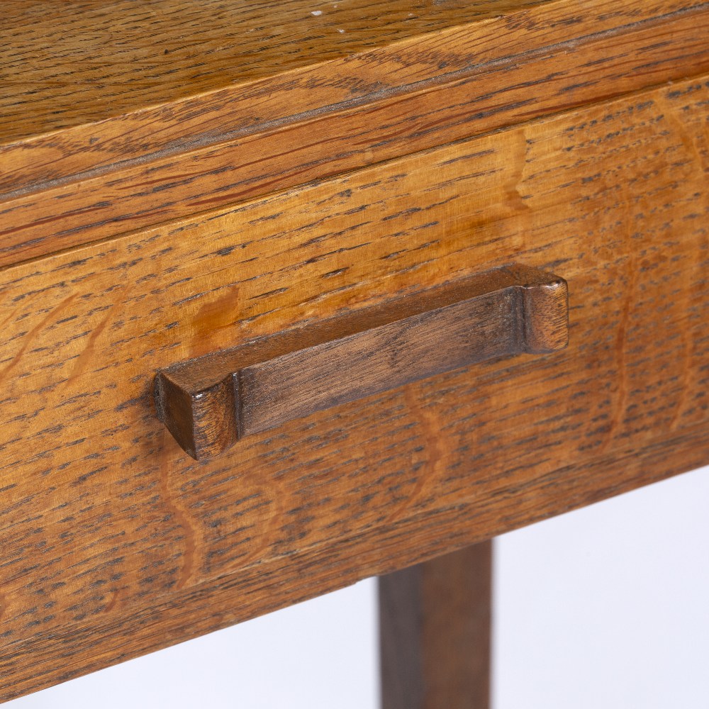 Cotswold School Oak side table single drawer, squared finish, carved handle 50cm x 34cm, 77cm high - Image 2 of 3
