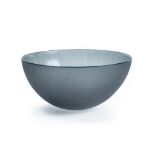 Rikke Hagen (Danish, 20th Century) Large acid edge glass bowl textured finish 25cm diameter