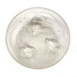 Lalique Style Glass Dish decorated with three goldfish 15cm across