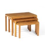 Gordon Russell Nest of three tables, circa 1930 square legs, carved details to edges each with