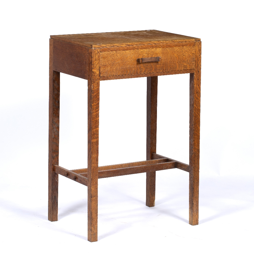 Cotswold School Oak side table single drawer, squared finish, carved handle 50cm x 34cm, 77cm high - Image 3 of 3