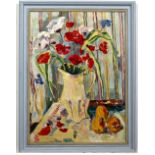 20th Century Still life study of flowers oil on board framed, 70cm x 55cm