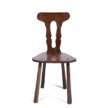 Arts & Crafts Oak chair octagonal cut legs, plank seat with carved back 89cm high