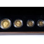 UK Royal Mint gold proof set dated 1937, comprising half sovereign, sovereign, £2 and £5, in