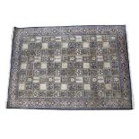 Indian silk rug with square patterned decoration, 152cm x 204cm approx. -with original receipt
