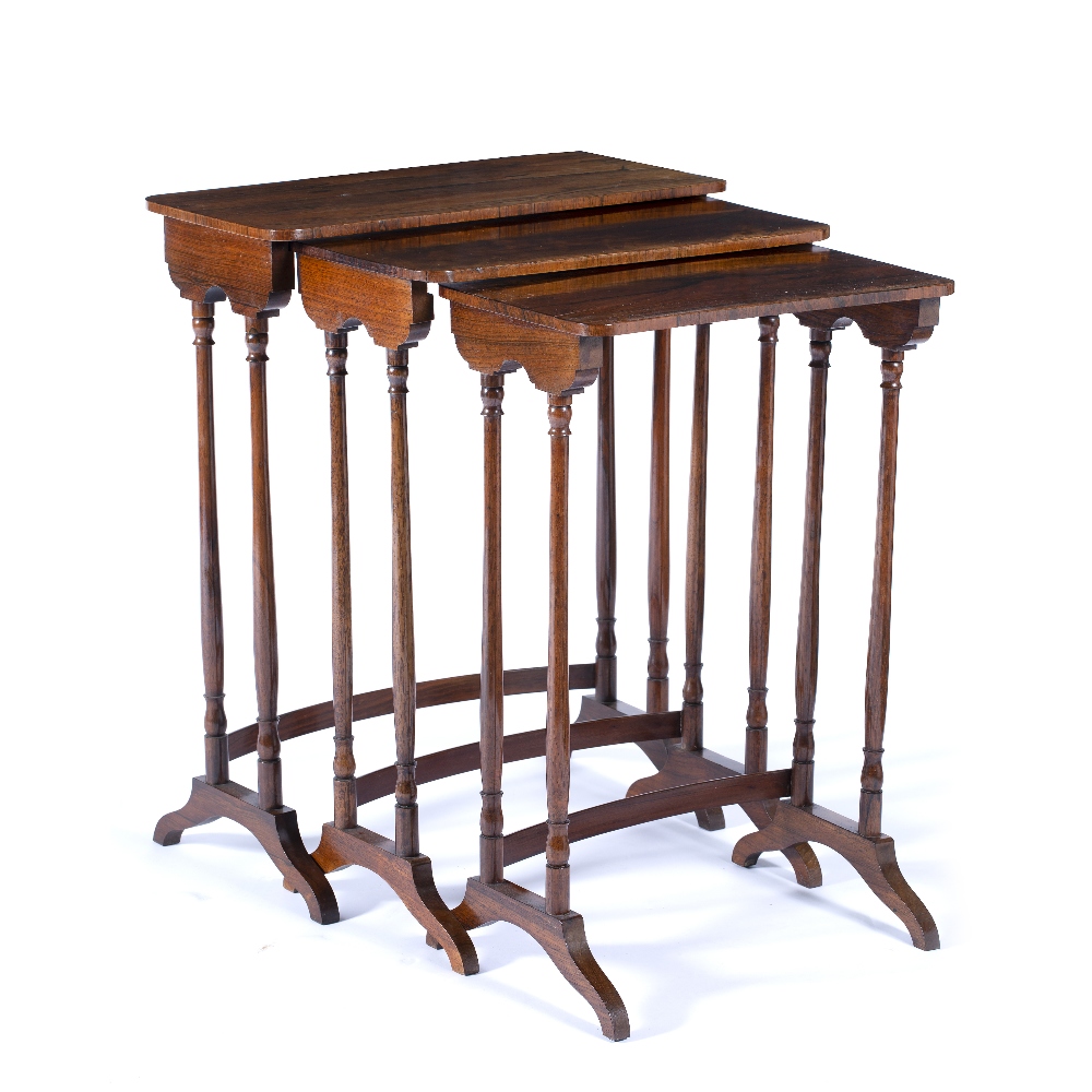 Nest of rosewood tables 19th Century, largest 61cm across x 30cm deep x 78cm high