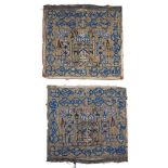 Pair of bead work fabric panels India, 18th Century possibly from Gujarat, depicting a central