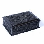 Carved ebony box Indian, 19th Century carved to the top with foliate splays 7cm x 24cm