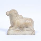 Carved marble of an Ox India, 19th Century carved in a recumbent position 15cm across x 13.5cm high