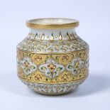 Fritware vase Indian, circa 1900 with gold and polychrome enamelled decoration, 10cm high