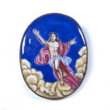 Russian (Rostov Finift) enamel icon medallion 18th/19th Century, probably for a book cover,