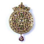 Vari gem-set and enamel pendant India, 20th century