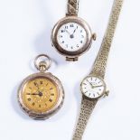 9ct yellow gold cased ladies Rotary wristwatch on a 9ct gold strap, a vintage 9ct yellow gold
