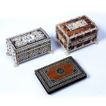 Two tortoiseshell boxes India, 19th Century both with applied ivory to the outside, and a sedeli