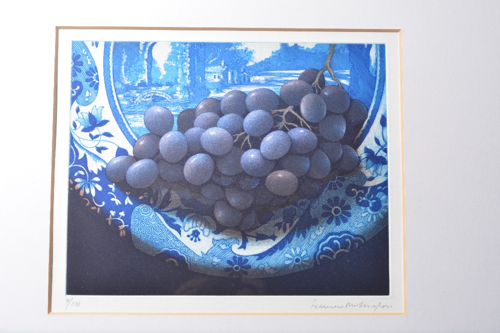 Terence Millington (b.1943) "White Grapes on a Plate" 9/100, 25cm x 31cm, "Black Grapes on a - Image 3 of 4
