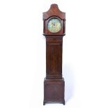 Mahogany cased longcase clock George III, engraved brass dial with Arabic numerals, indistinctly