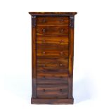 Rosewood Wellington chest Victorian, with seven graduated drawers, 62cm wide x 39cm deep x 127cm