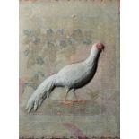 Stumpwork picture 19th Century,bird with a woolwork background, unsigned, 58cm x 46.5cm