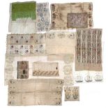 Group of embroidered panels and textile fragments Cretan, Chanac, Turkish and others Provenance: