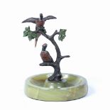 Cold painted ring stand Austrian, on an onyx base, 16cm