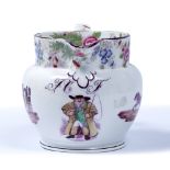 English porcelain Coaching Jug circa 1825-30, coloured prints of the London mail coach and a
