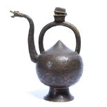 Safavid 'Kettle' ewer Iran, 18th/19th Century with engraved decoration depicting animals, with a