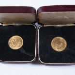 Two UK Royal Mint gold sovereigns 1958 and 1968, in old boxes