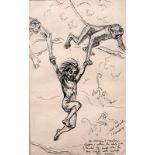 James Henry Dowd (1883-1956) 'Monkey Child', pen and ink on paper, signed and dated 09 lower right