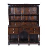Oak dresser George III, with raised back, fitted drawers, 144cm wide x 188cm high x 41cm deep
