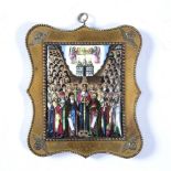 Enamelled small plaque Greek/Russian, 19th Century, in a gilt metal frame, 10cm x 8.5cm